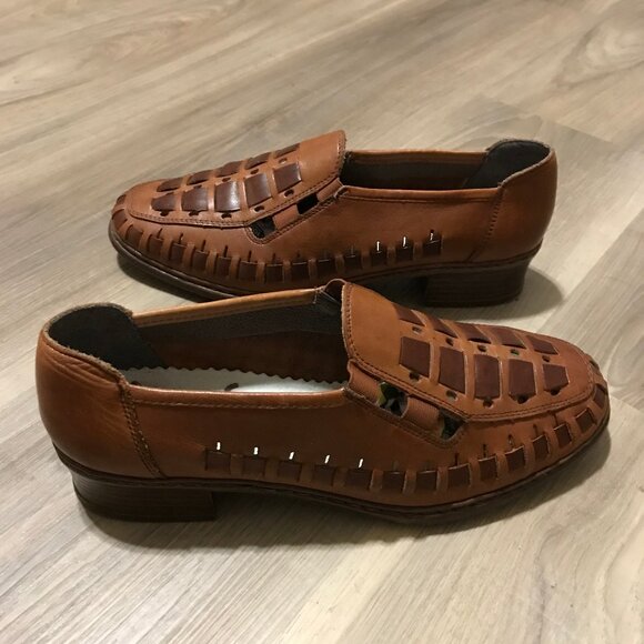 Rieker Antistress Ladies Brown/ Tan Leather Shoes Size 6.5 - Picture 4 of 6
